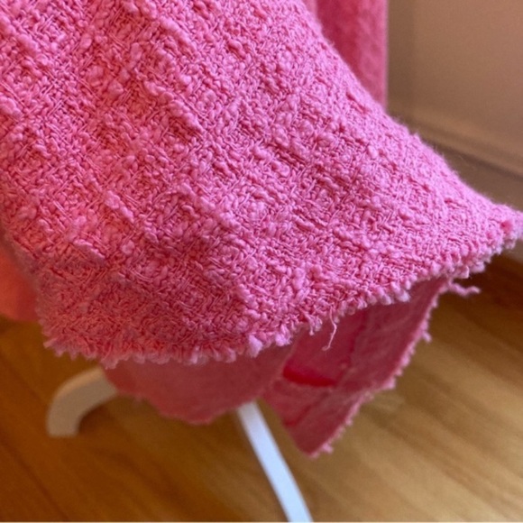 ZARA Pink Tweed Fringe Swing Midi Skirt - Picture 6 of 10